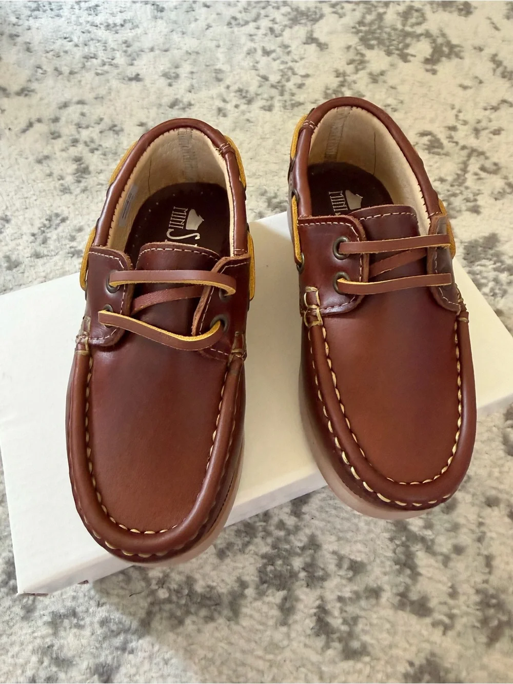 Kids Brown Leather Boat Shoes - Classic Lace-Up handmade in Spain EU 27